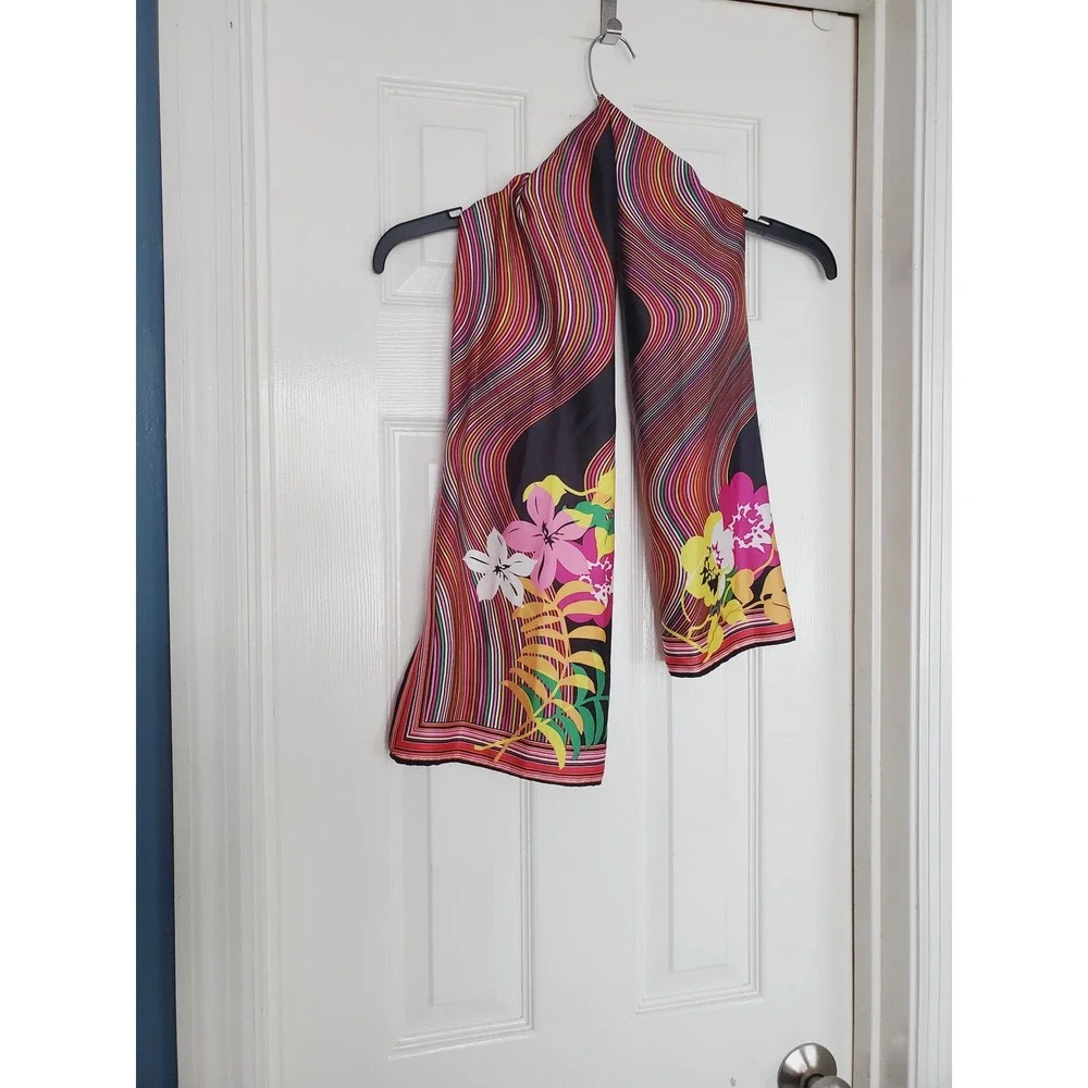 Scarf Multicolor Floral Psychedelic Stripe Retro‎ Lightweight OS